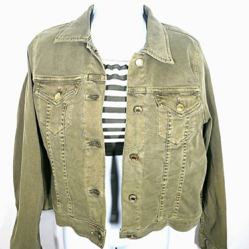 Michael Kors Olive Green Jean Jacket Size Medium